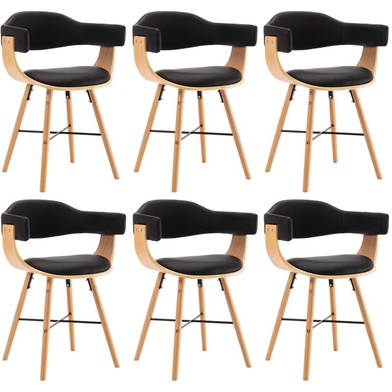 

Sillas de comedor 6 uds cuero sintético y madera curvada negro