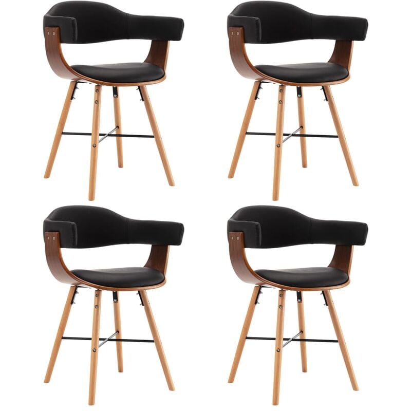 

vidaXL Madera Curvada Sillas de Comedor Cuero Sintético 4 Unidades Negro - Negro