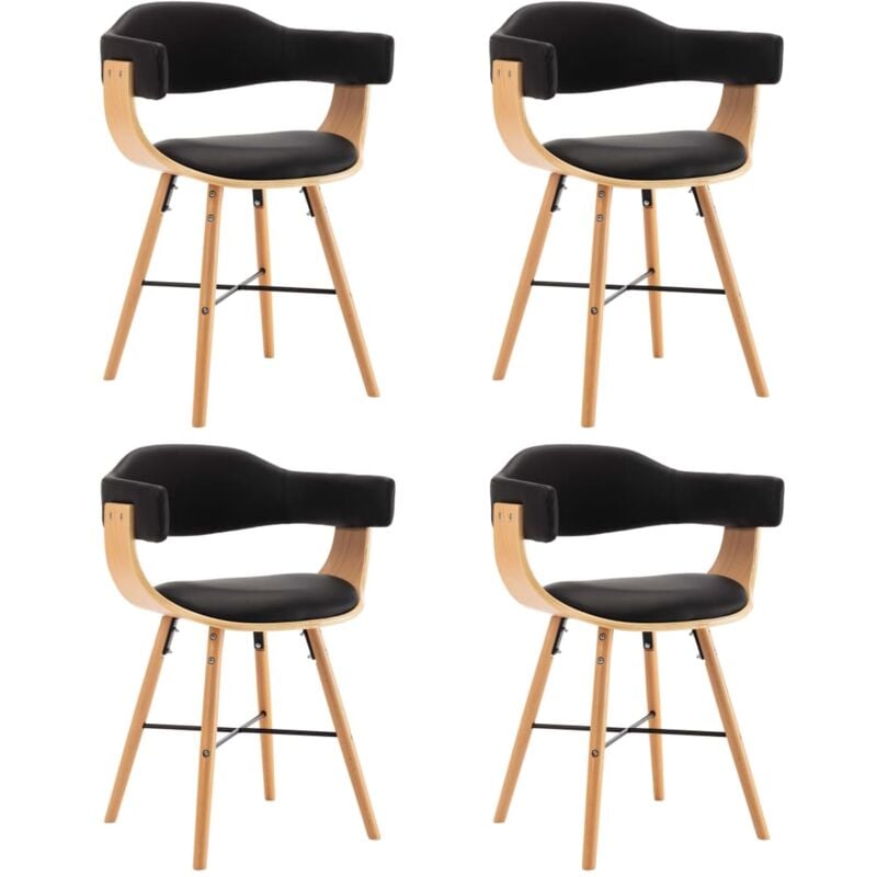 

vidaXL Madera Curvada Sillas de Comedor Cuero Sintético 4 Unidades Negro - Negro