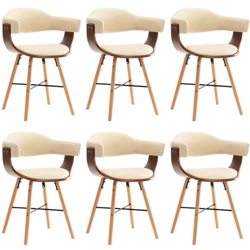 

Madera Curvada Sillas de Comedor Cuero Sintético 6 Unidades Crema - Crema - Vidaxl