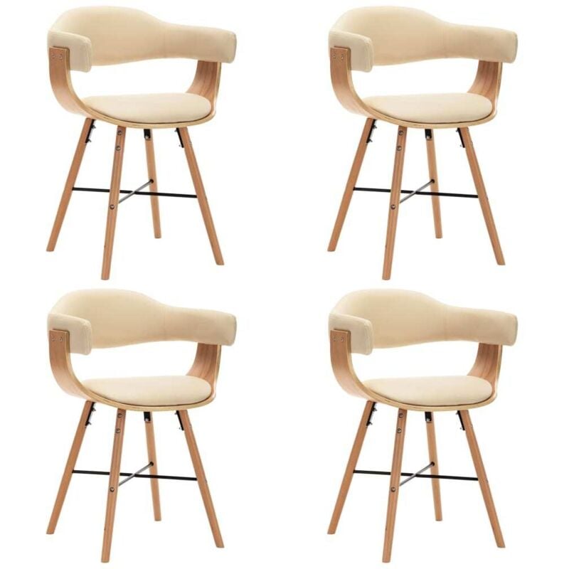 

Madera Curvada Sillas de Comedor Cuero Sintético 4 Unidades Crema - Crema - Vidaxl