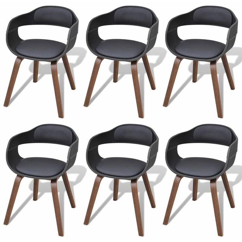 

Sillas de comedor 6 uds madera curvada cuero sintetico negro