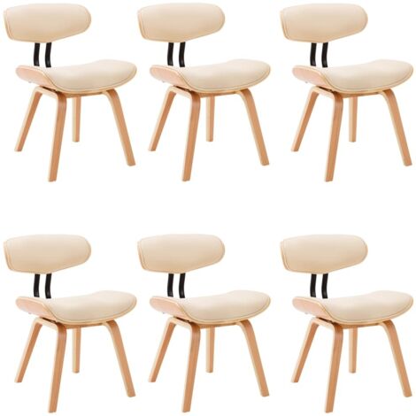 Sillas de comedor 6 uds madera curvada y cuero sintético crema vidaXL
