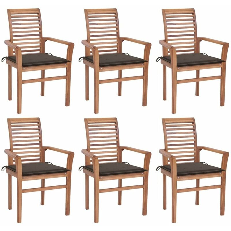 

Sillas de comedor 6 uds madera maciza teca y cojines gris taupe