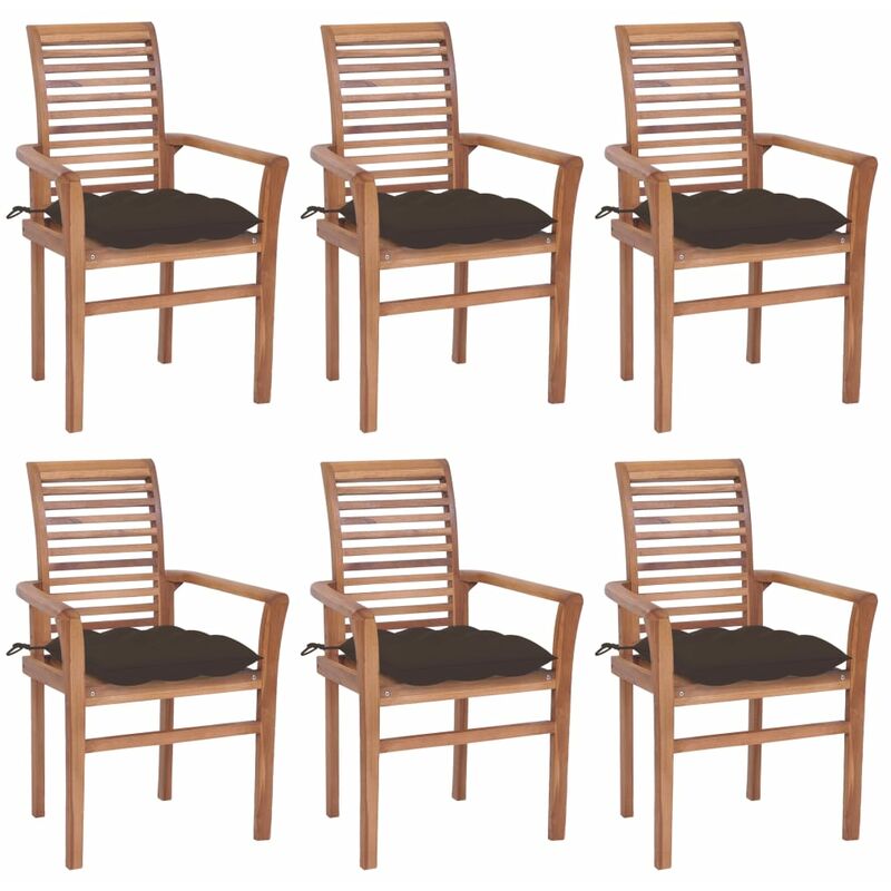 

Sillas de comedor 6 uds madera maciza teca y cojines gris taupe