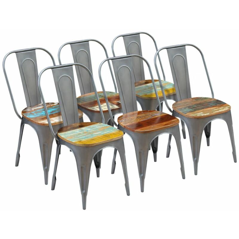 

BHD - Sillas de comedor 6 uds madera reciclada maciza