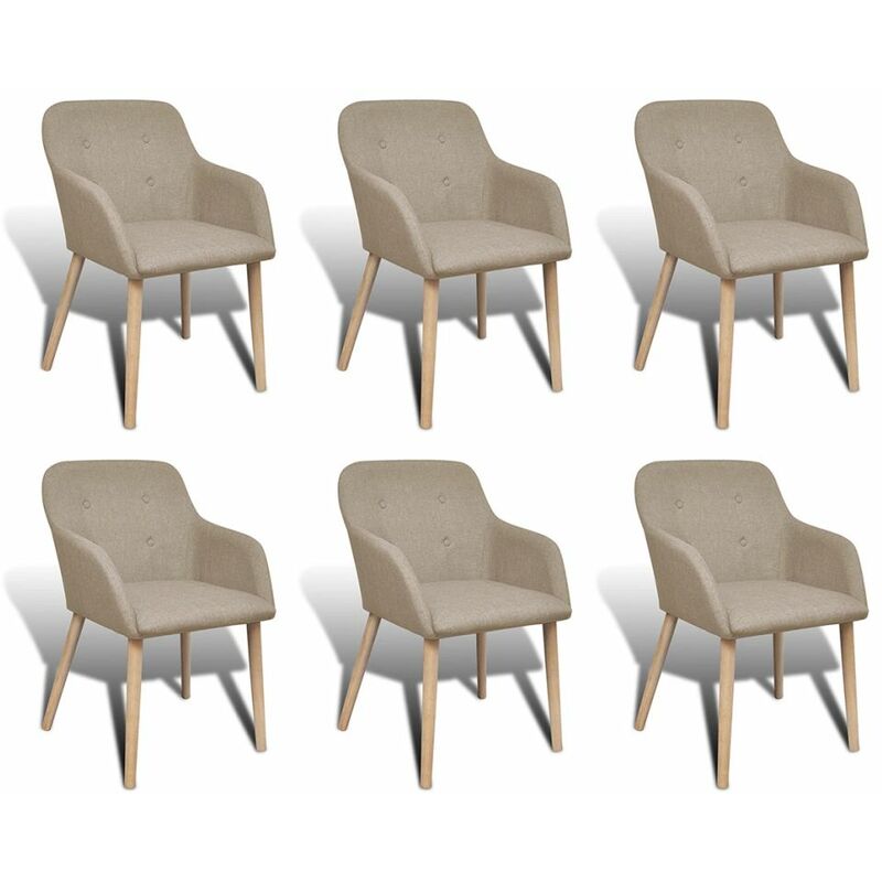 

Sillas de comedor 6 uds tela beige y madera maciza de roble