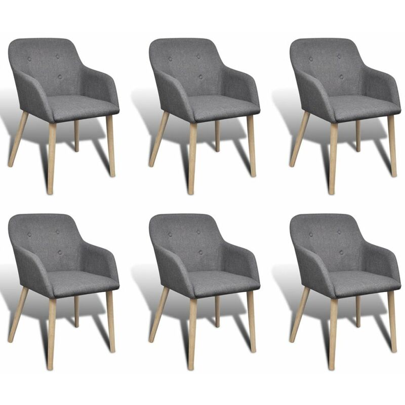 

Happyshopping - Sillas de comedor 6 uds tela gris claro y madera maciza roble