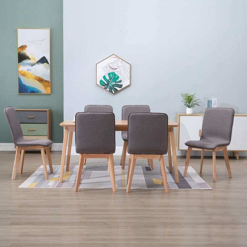 

Sillas de comedor 6 uds tela gris topo y madera maciza de roble