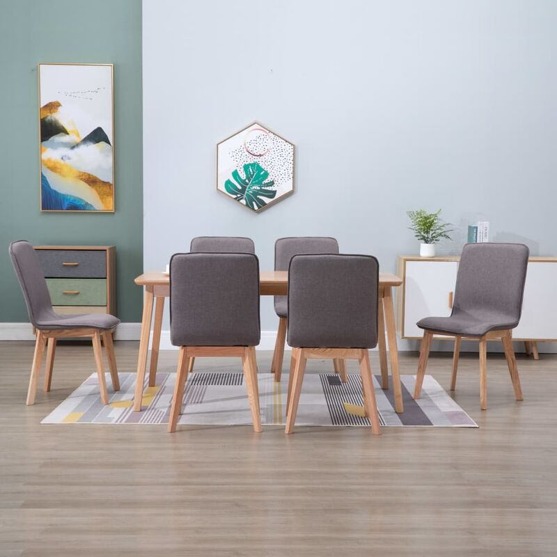 

Sillas de comedor 6 uds tela gris topo y madera maciza de roble