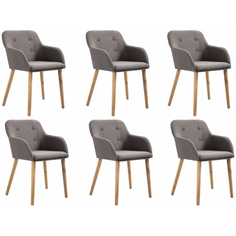 

Sillas de comedor 6 uds tela gris topo y madera maciza de roble