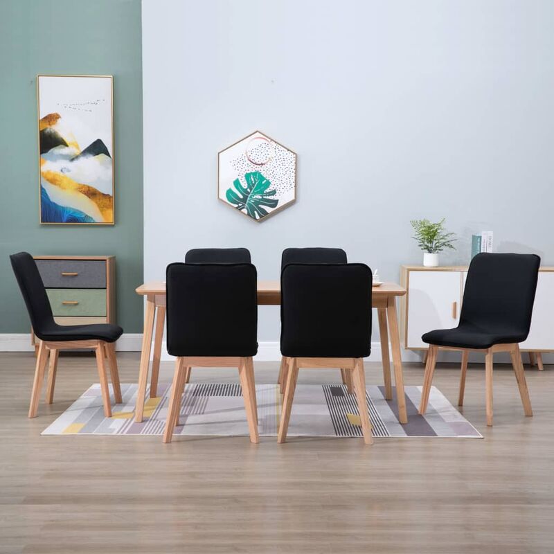 

Sillas de comedor 6 uds tela negra y madera maciza de roble
