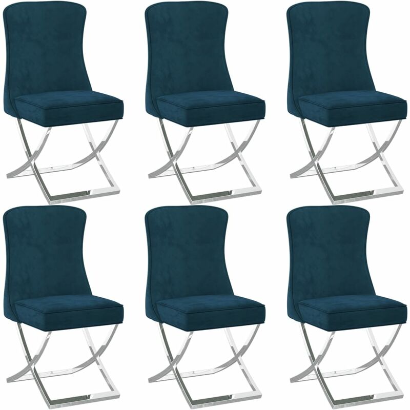 

Sillas de comedor 6 uds terciopelo acero inox azul 53x52x98 cm
