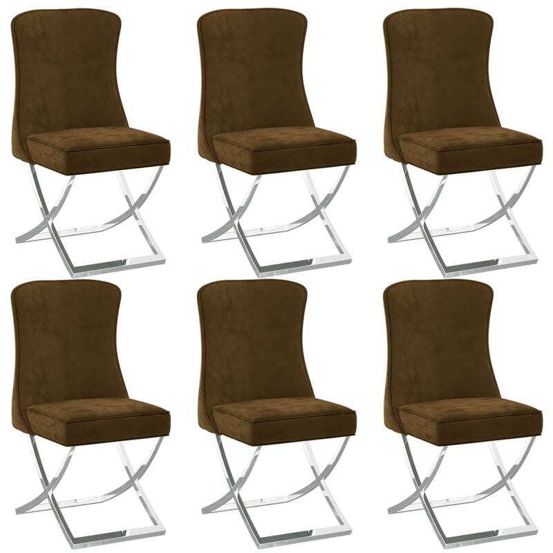 

Sillas de comedor 6 uds terciopelo acero inox marrón 53x52x98 cm