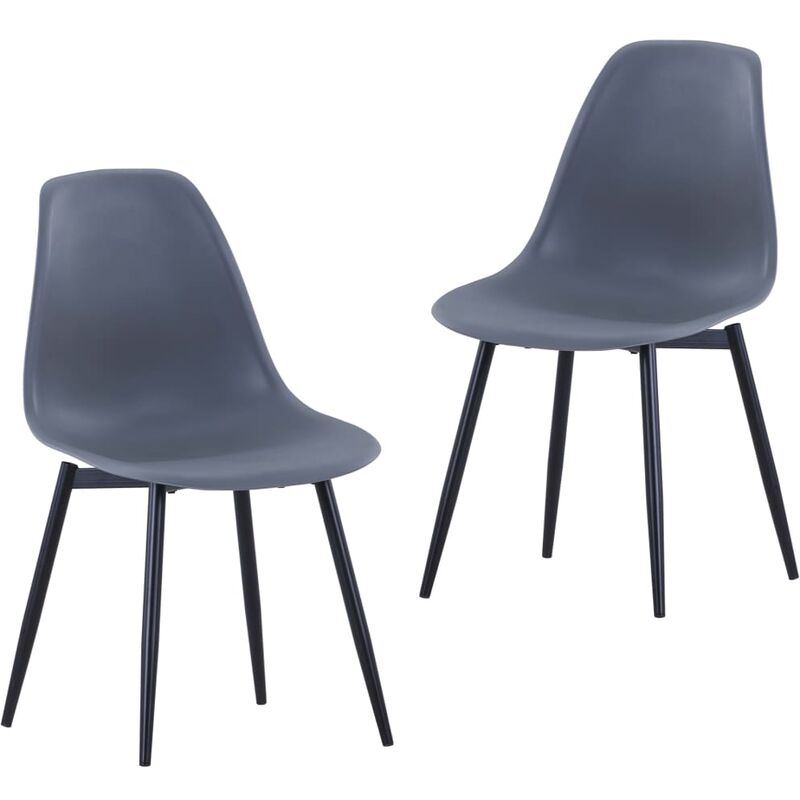 

vidaXL Sillas de Comedor PP 2 Unidades Gris - Gris