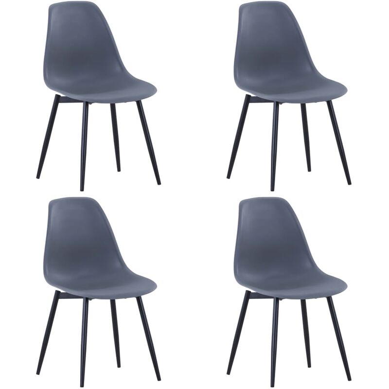 

vidaXL Sillas de Comedor PP 4 Unidades Gris - Gris