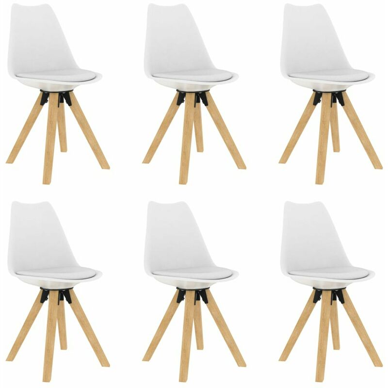 

Happyshopping - Sillas de comedor 6 unidades blanco PP y madera maciza de haya