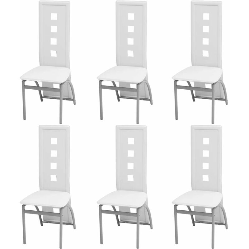 

Sillas de comedor 6 unidades cuero artificial blanco