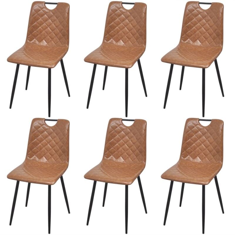

Sillas de comedor 6 unidades cuero artificial marrón claro - Marrón