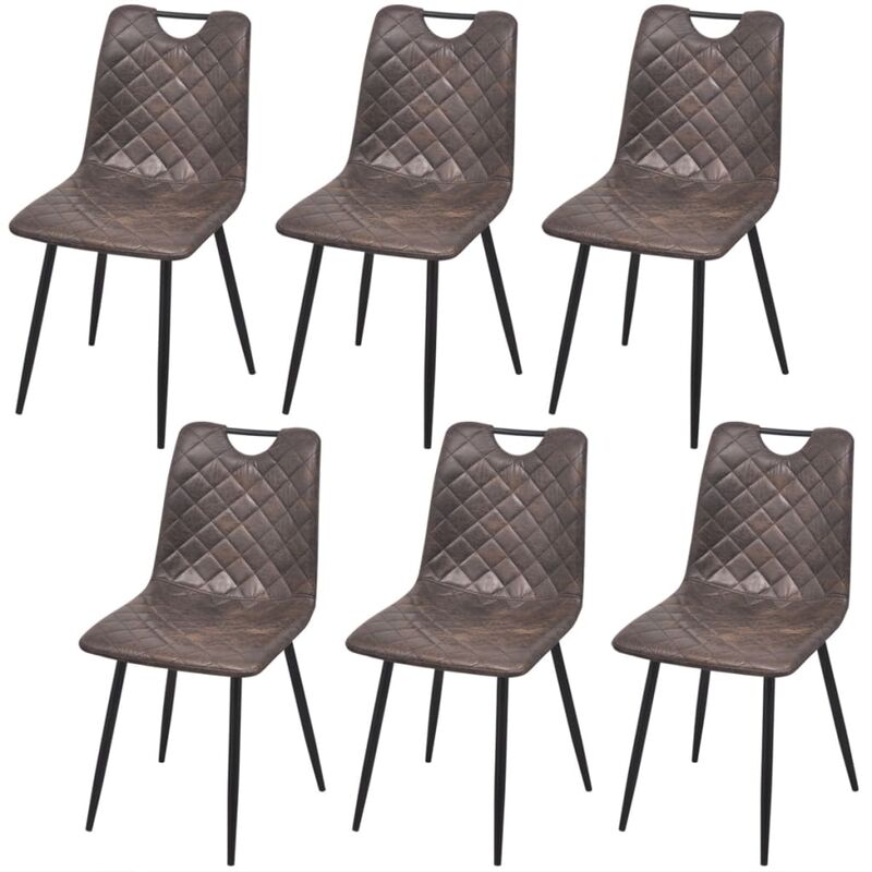 

Sillas de comedor 6 unidades cuero artificial marrón oscuro - Marrón