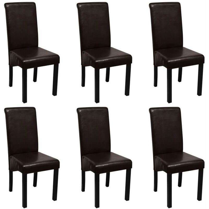 

Happyshopping - Sillas de comedor 6 unidades cuero artificial marron