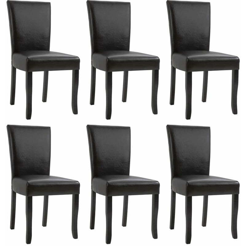 

Sillas de comedor 6 unidades cuero artificial marrón