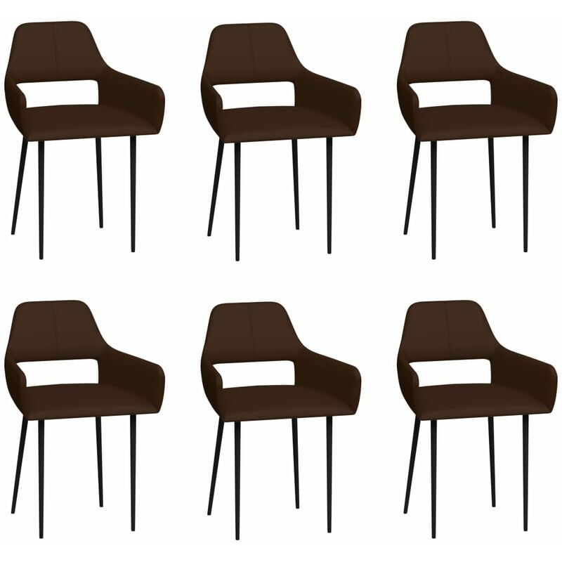 

Sillas de comedor 6 unidades cuero artificial marrón
