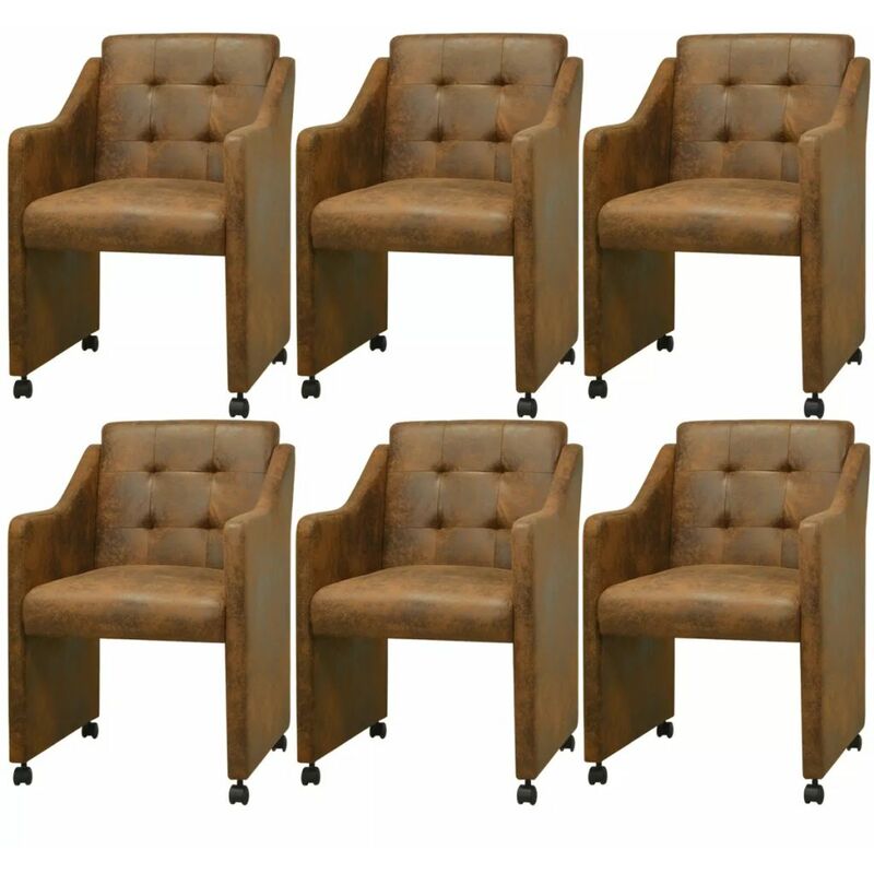 

Sillas de comedor 6 unidades cuero artificial marrón