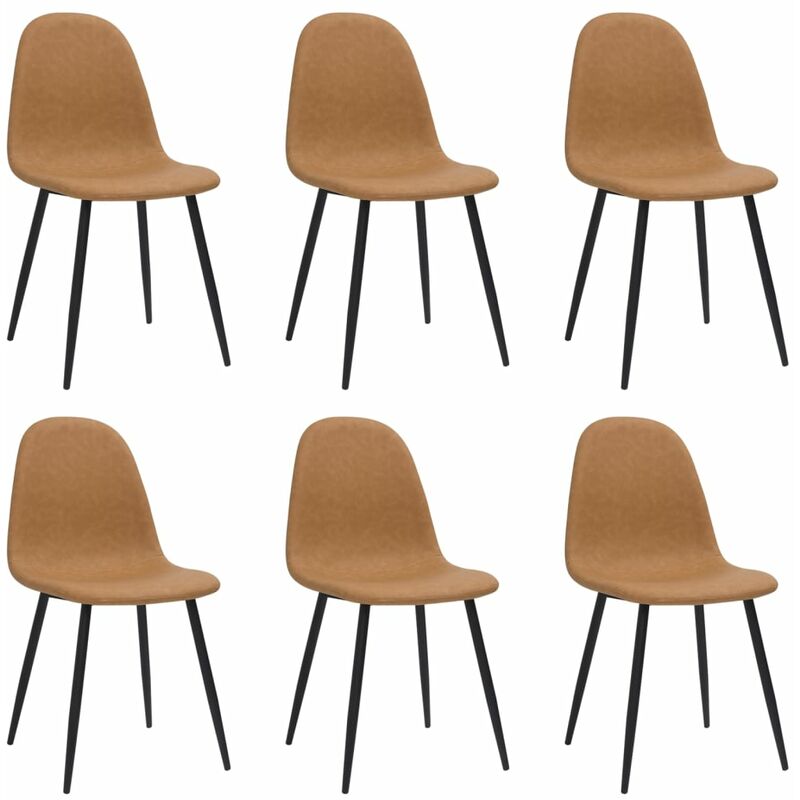 

Sillas de comedor 6 unidades cuero artificial marrón claro