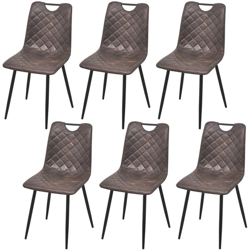 

Sillas de comedor 6 unidades cuero artificial marrón oscuro