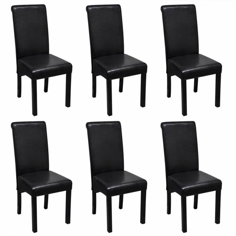 

Happyshopping - Sillas de comedor 6 unidades cuero artificial negro