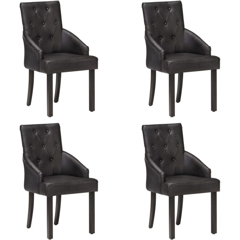

Sillas de Comedor Cuero Auténtico de Cabra 4 Unidades Negro - Negro - Vidaxl