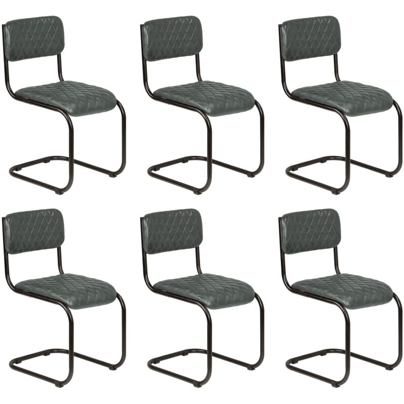 

BHD - Sillas de comedor 6 unidades cuero auténtico gris