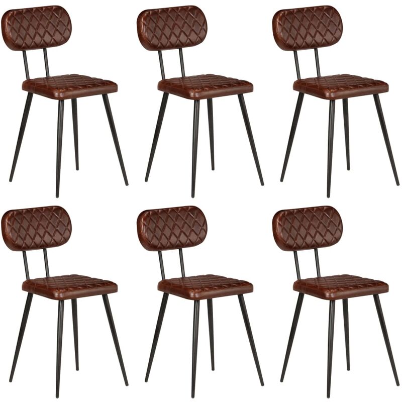 

Happyshopping - Sillas de comedor 6 unidades cuero autentico marron