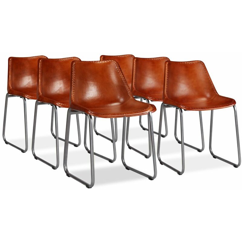 

Sillas de comedor 6 unidades cuero auténtico marrón