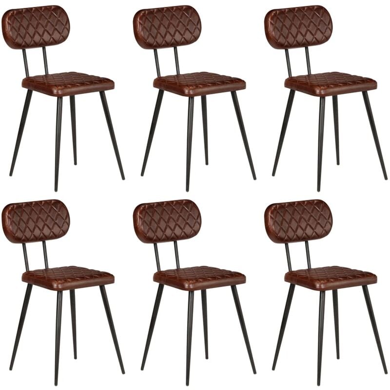 

Youthup - Sillas de comedor 6 unidades cuero auténtico marrón - Marrón