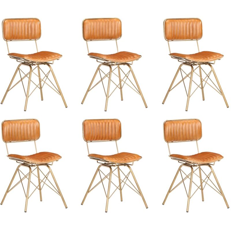 

Sillas de comedor 6 unidades cuero de cabra latón y marrón