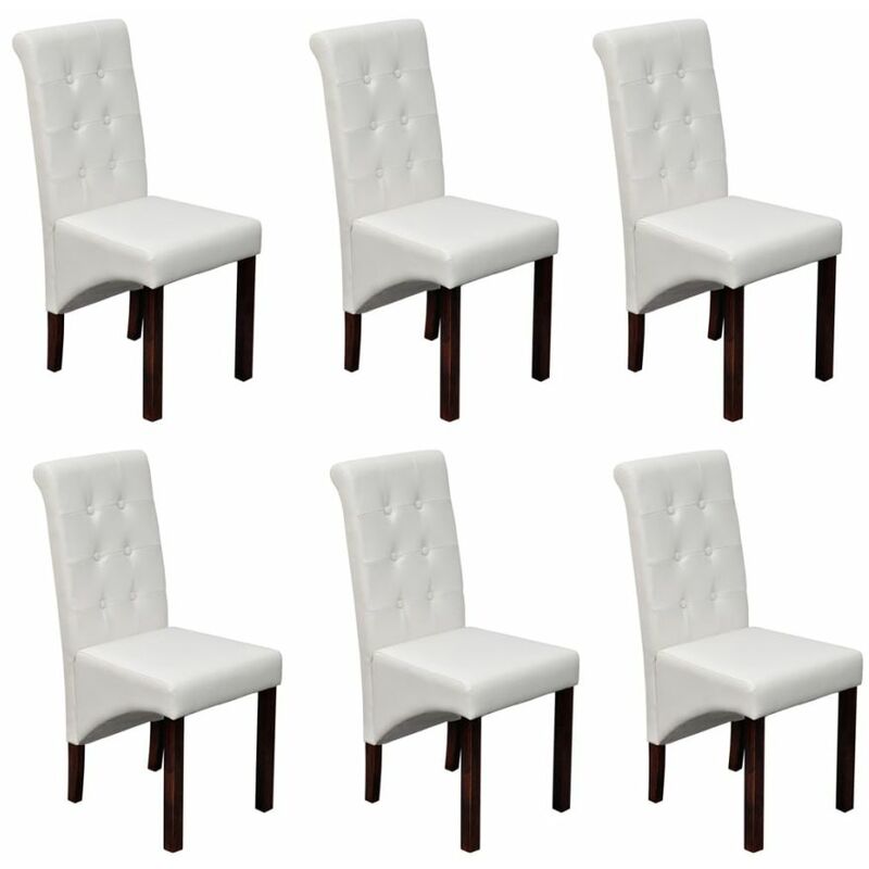 

Sillas de comedor 6 unidades cuero sintetico blanco