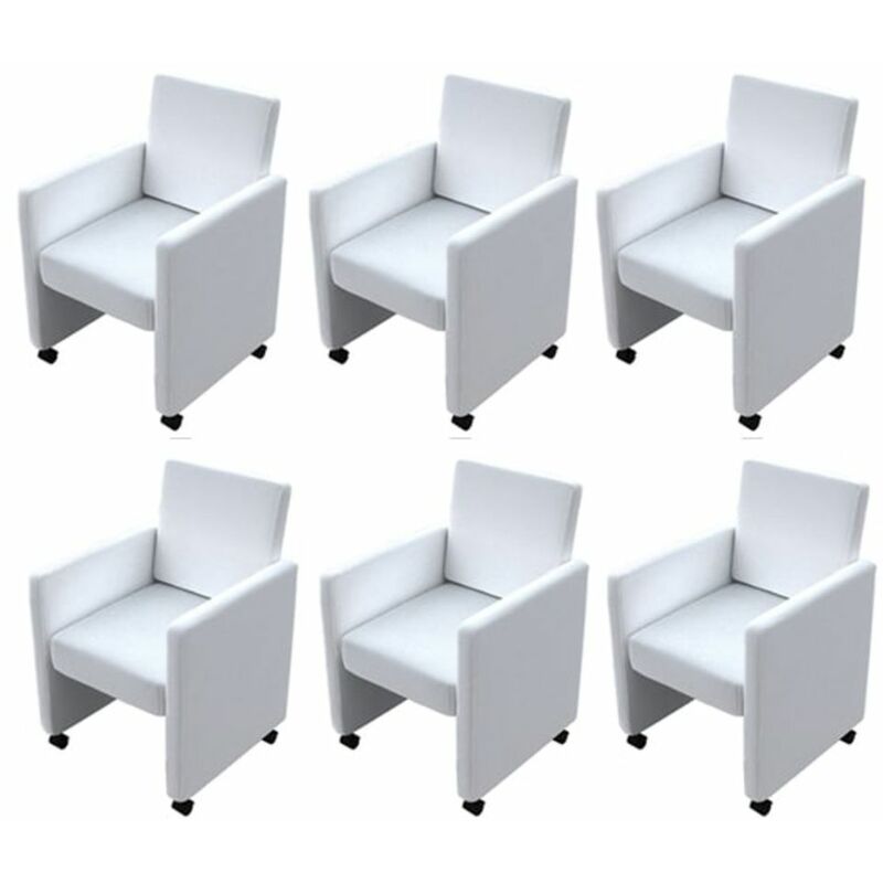

Sillas de comedor 6 unidades cuero sintético blanco