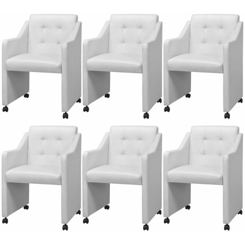 

Sillas de comedor 6 unidades cuero sintético blanco