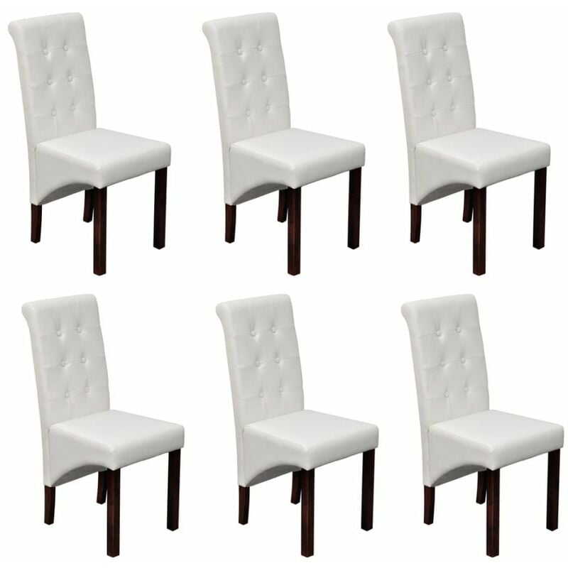 

Sillas de comedor 6 unidades cuero sintético blanco