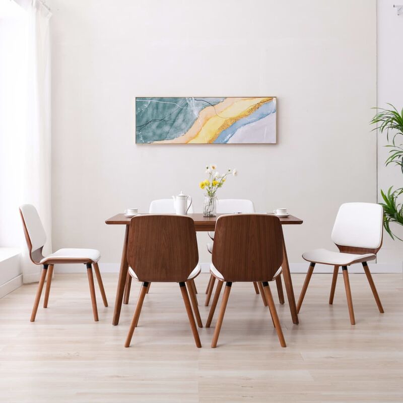

Sillas de comedor 6 unidades cuero sintético blanco