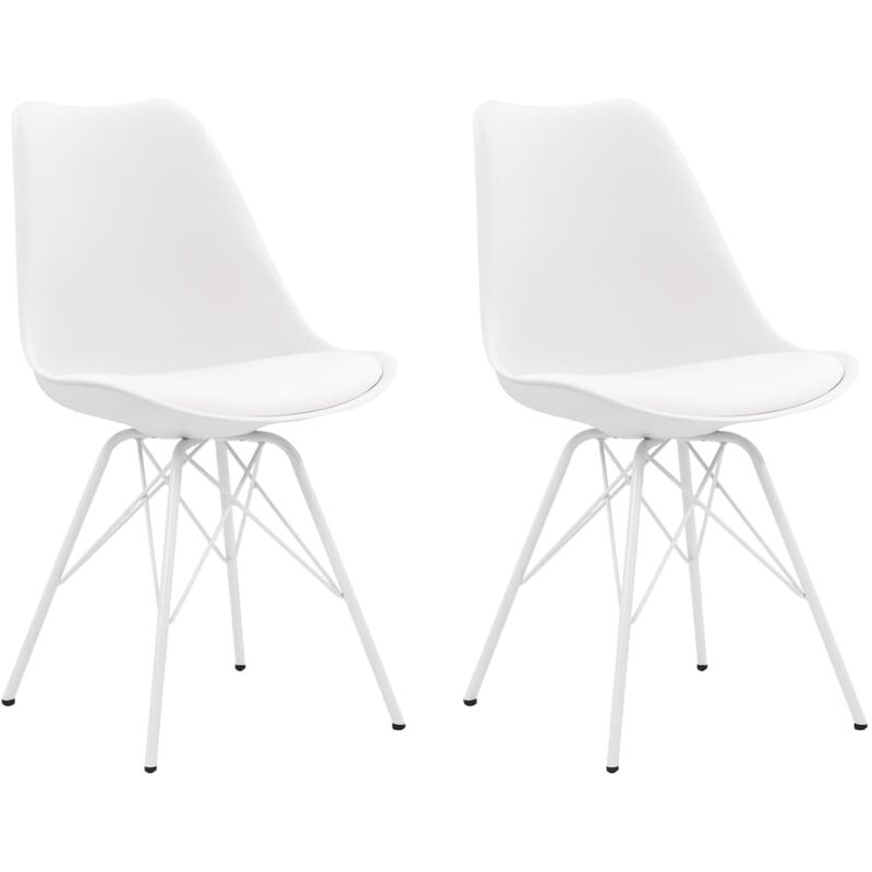 

vidaXL Sillas de Comedor Cuero Sintético 2 Unidades Blanco - Blanco
