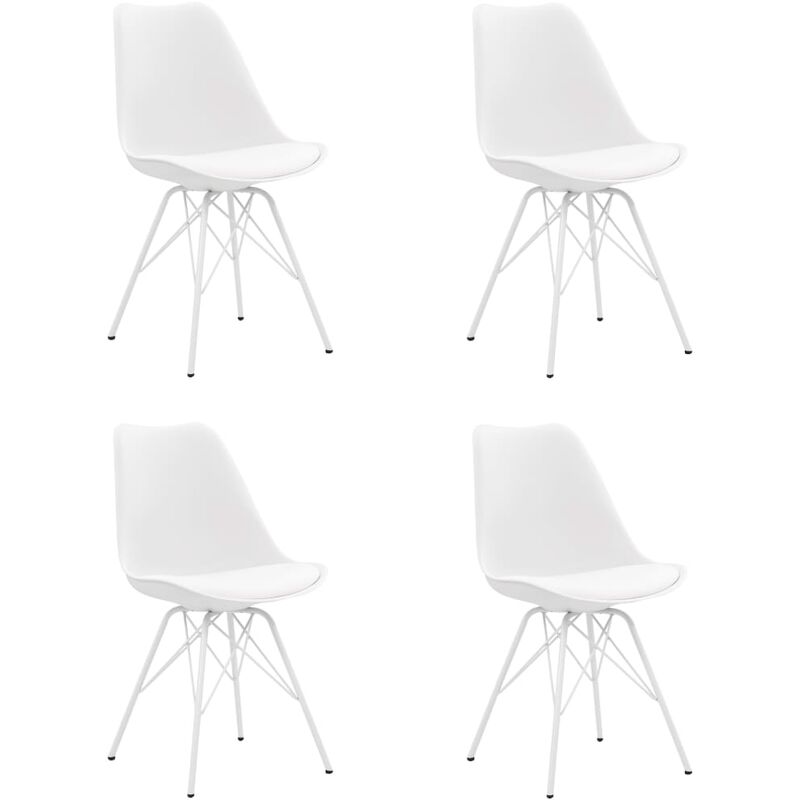 

vidaXL Sillas de Comedor Cuero Sintético 4 Unidades Blanco - Blanco