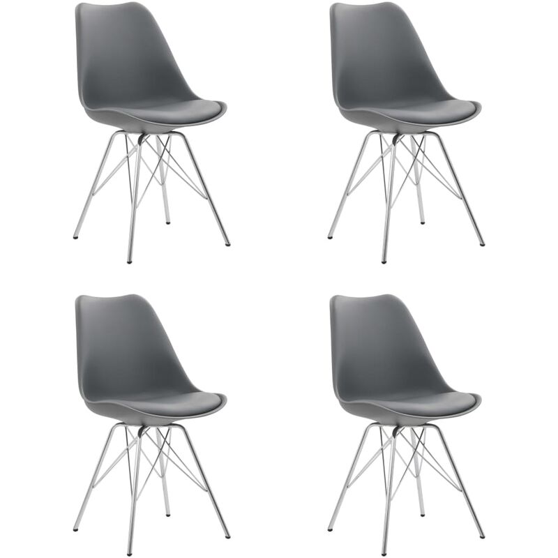 

vidaXL Sillas de Comedor Cuero Sintético 4 Unidades Gris - Gris