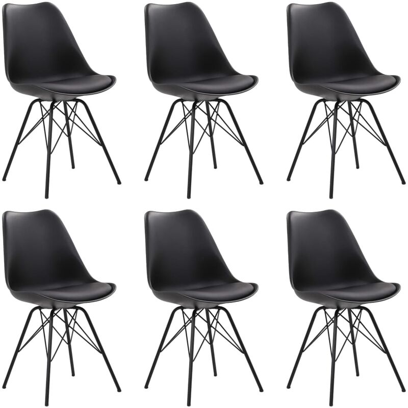 

Sillas de Comedor Cuero Sintético 6 Unidades Negro - Negro - Vidaxl