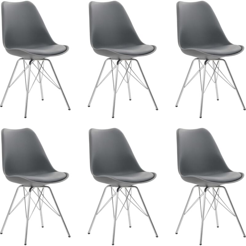 

Sillas de Comedor Cuero Sintético 6 Unidades Gris - Gris - Vidaxl