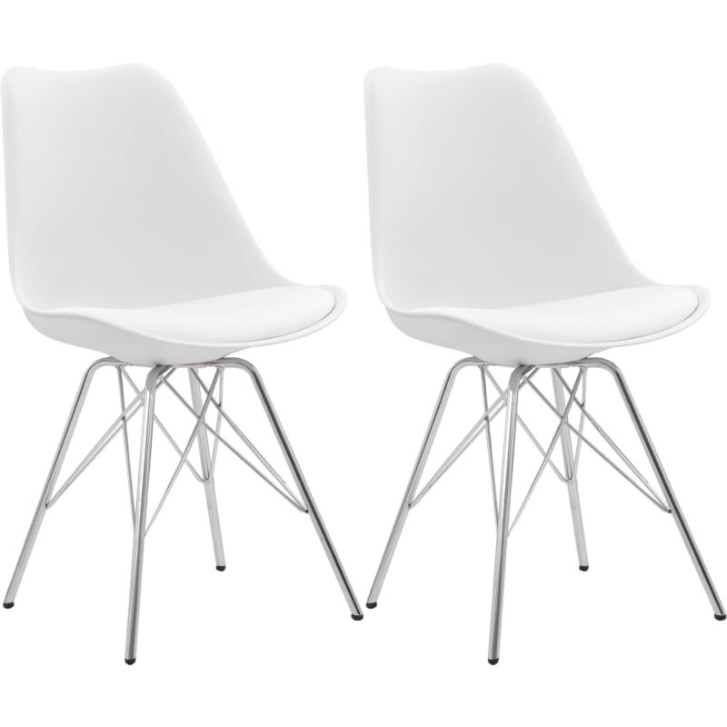 

vidaXL Sillas de Comedor Cuero Sintético 2 Unidades Blanco Plateado - Blanco