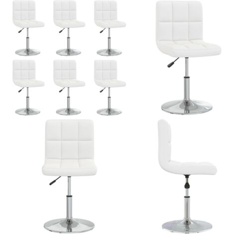 Sillas de comedor 6 unidades cuero sintético blanco - Sillas giratorias - Sillas de comedor ajustables