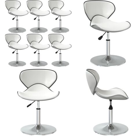 Sillas de comedor 6 unidades cuero sintético blanco - Sillas giratorias - Sillas de comedor ajustables